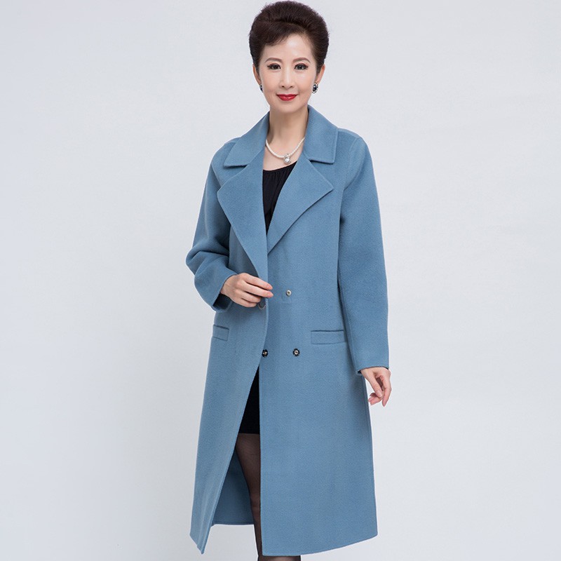 尚街 设计感搭扣翻领纯羊毛大衣女(两色可选,SJ18258002)·雾霾蓝