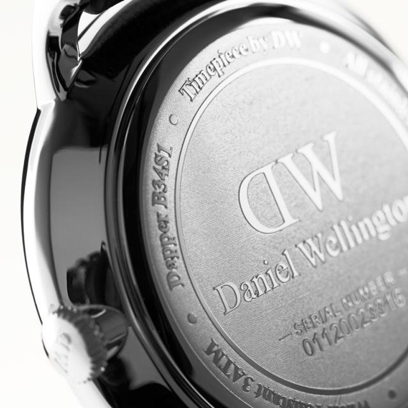 DW38mm银色边皮带男士石英手表带日历1120DW