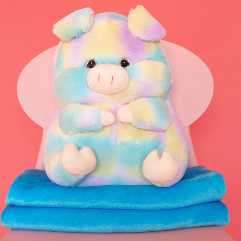 一梦 彩虹猪三合一抱枕·彩色