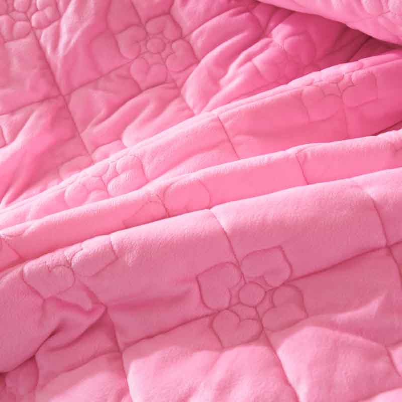 一梦 水晶绒欧式床盖 250*250cm 送一对枕套·心心相印-粉红