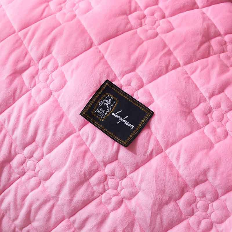 一梦 水晶绒欧式床盖 250*250cm 送一对枕套·心心相印-粉红
