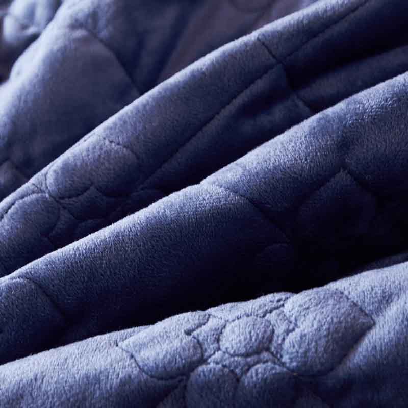 一梦 水晶绒欧式床盖 250*250cm 送一对枕套·心心相印-蓝灰