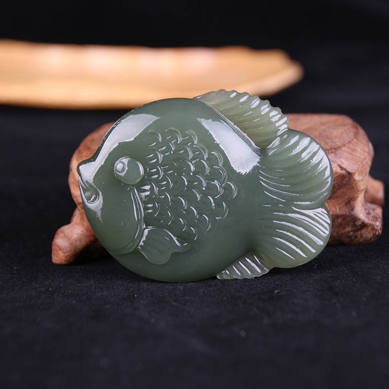 美润珠宝多宝鱼大和田玉挂件