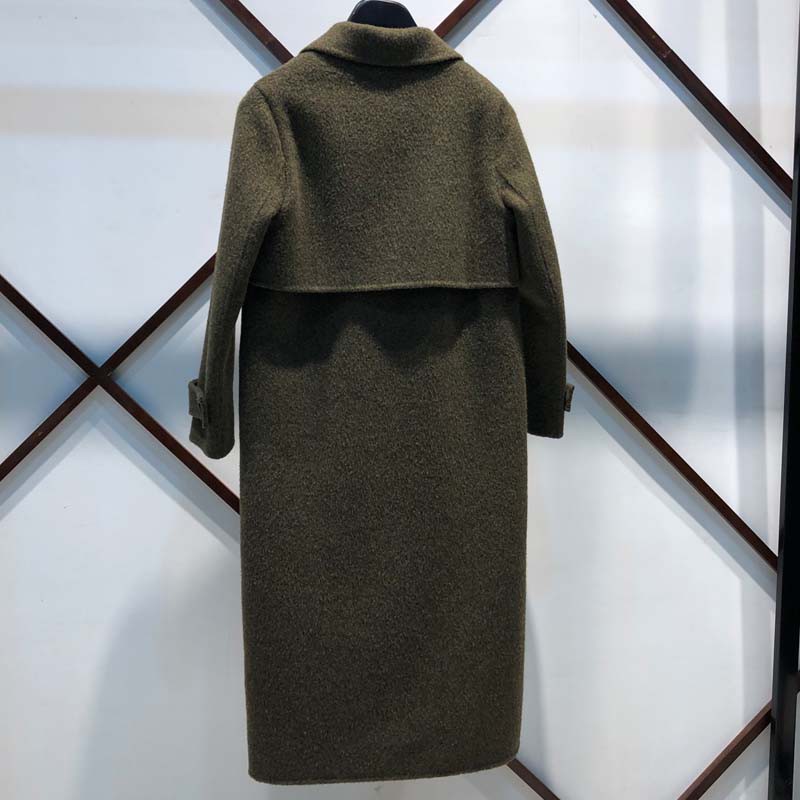 简约澳毛休闲v领大衣·咸菜色