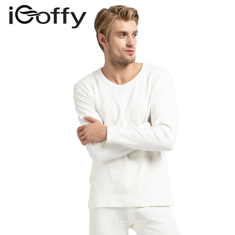 欧菲(icoffy) 男士加厚磨毛舒绒莱卡内衣套装(OF201053)·白色