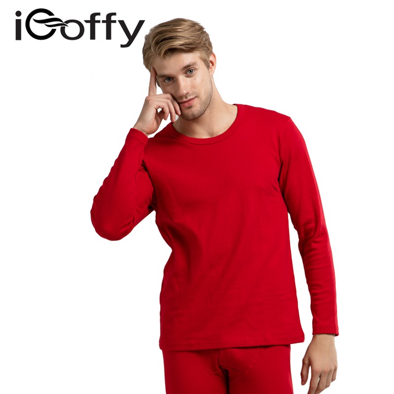 欧菲(icoffy) 男士加厚磨毛舒绒莱卡内衣套装(OF201053)·大红色