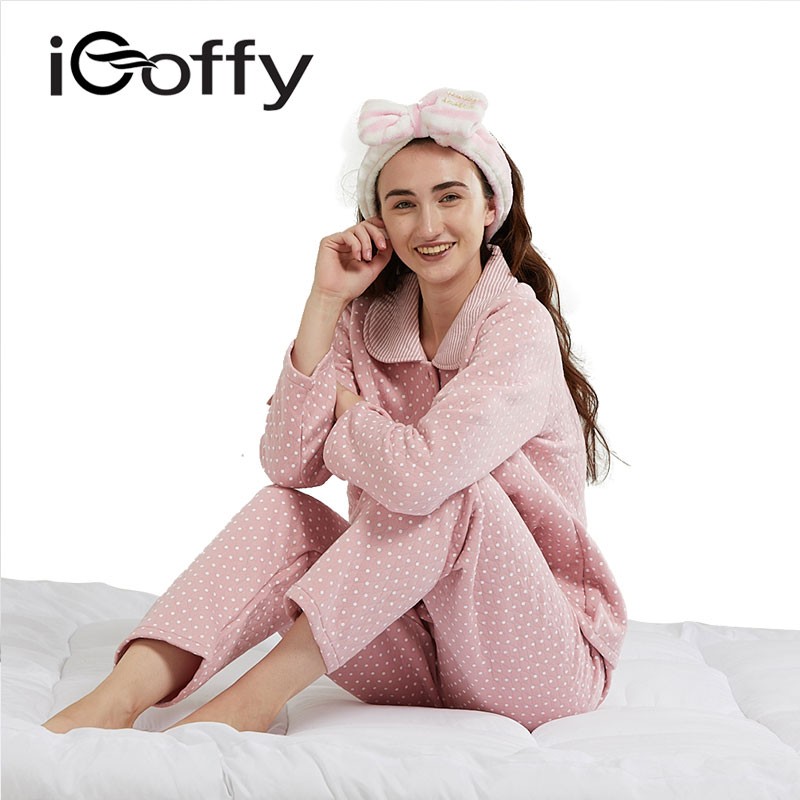 欧菲(icoffy) 女士加厚夹棉家居服套装(OF6364)·粉色
