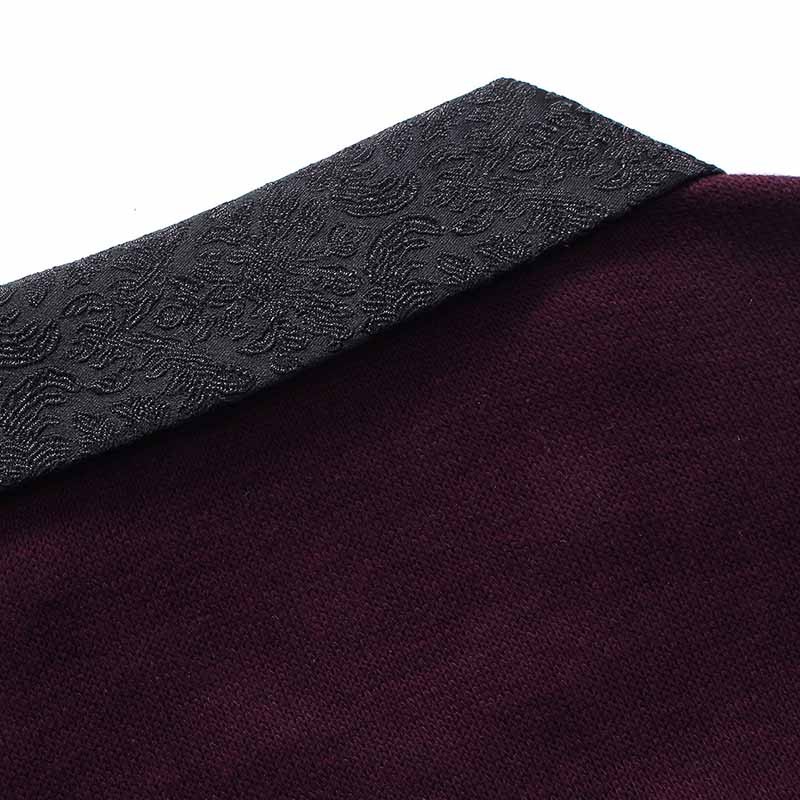 莱恩雷迪含羊毛加厚舒适拼接经典款商务休闲长袖男式衬衫720320962·紫红色