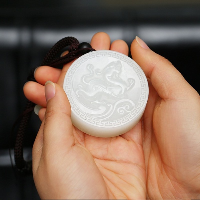 歆弘美玉老料羊脂白玉镯子芯手把件