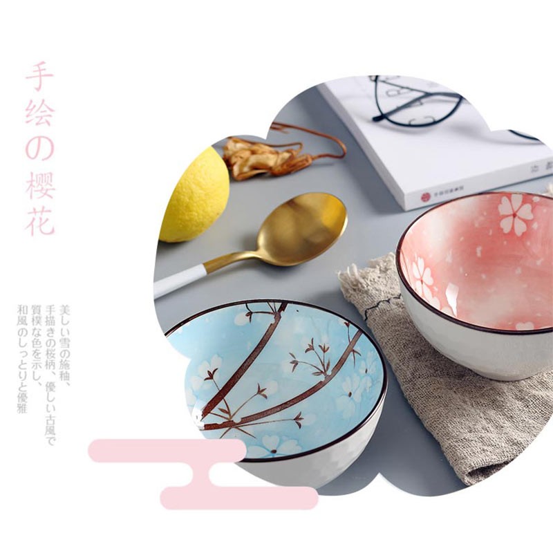 日式釉下彩创意陶瓷樱花碗10头组·樱花蓝