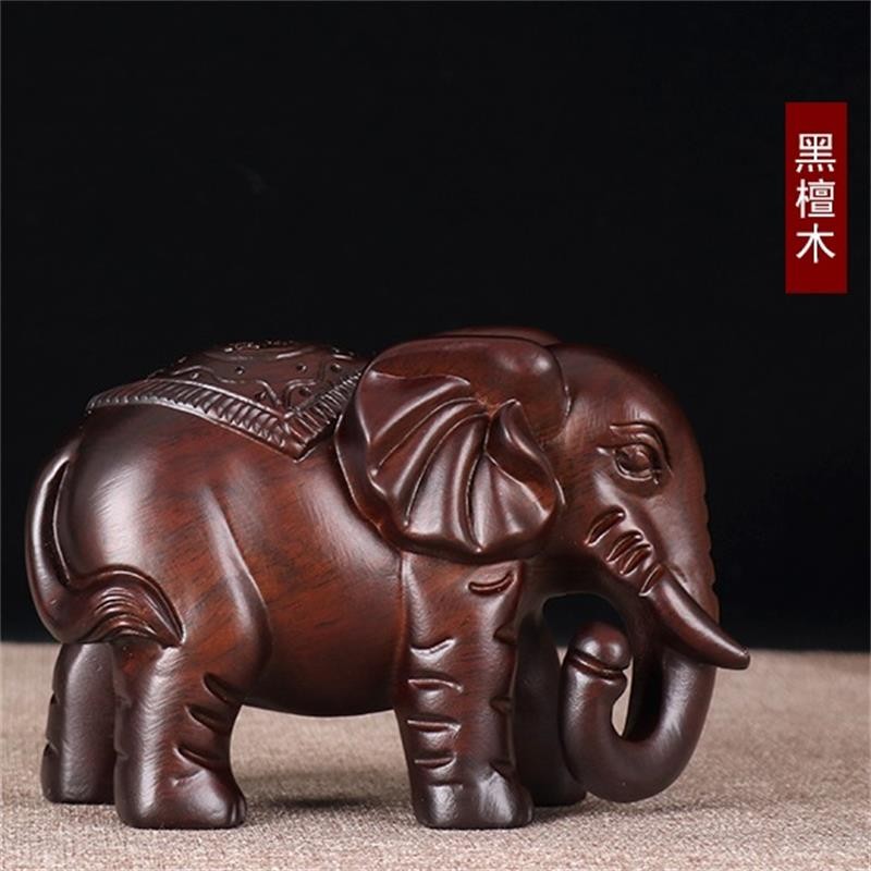 百年许氏 实木木雕大象摆件工艺品·黑檀上下款