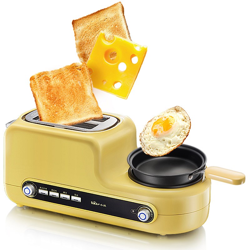小熊（bear）多士炉烤面包机多功能家用蒸蛋煎蛋早餐机吐司机DSL-A02Z1·黄色