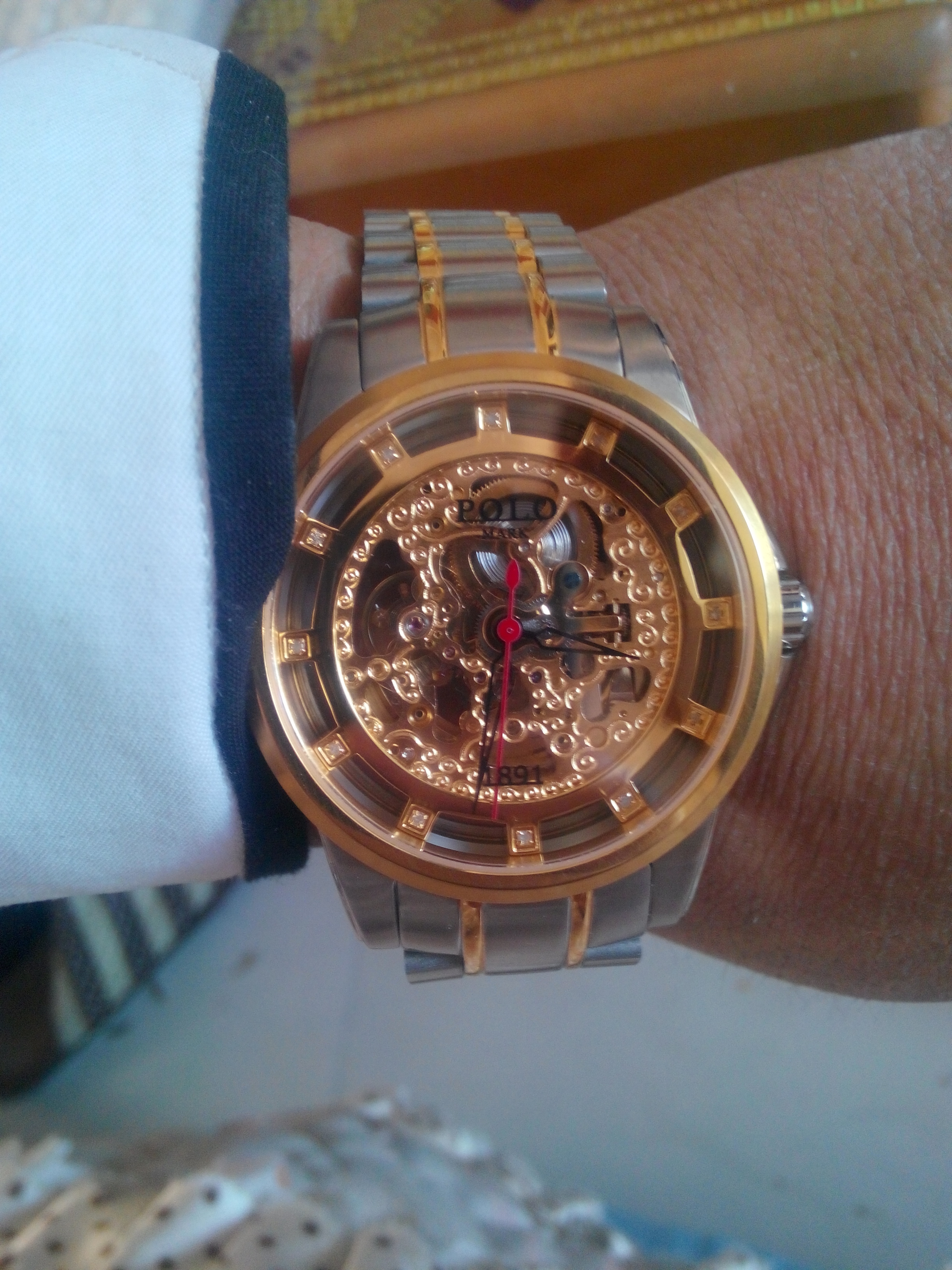 polo mark黄金舵手真钻机械腕表 金色