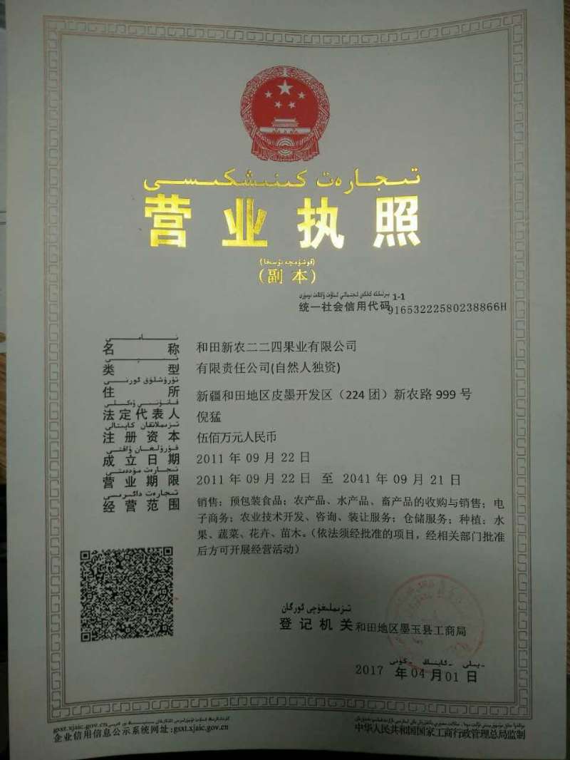 和田新农二二四果业有限公司